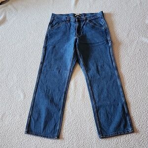 Blue mountain high rise wide leg carpenter medium wash distressed jeans